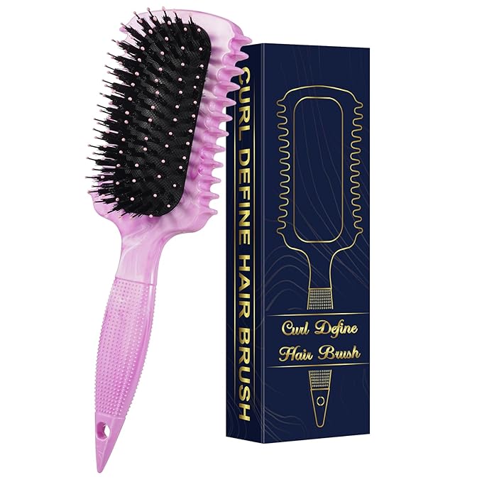 Curl Defining Brush, Curly Hair Brush Products for Effortlessly Detangling Shaping and Styling Women's Men's Curls on All Wet or Dry Hair Types, Reduces Frizz (Marble Purple)