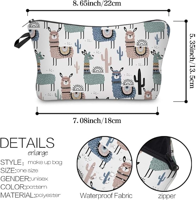 Deanfun Small Makeup Case - Cute and Waterproof Cosmetic Bag for Women(Cactus Camel D5-51444)