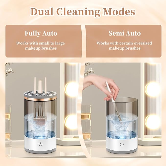 Electric Makeup Brush Cleaner, Quick Efficient Machine for Deep Cleaning All Types of Brushes, Portable Compact Design for Travel Home Use, for Makeup Lovers & Professionals - Pink