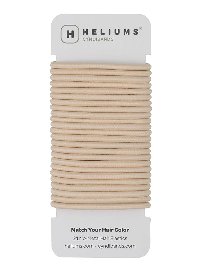 Cyndibands Elastic Hair Ties – Beige Blonde - No Damage 4mm Ponytail Holders for Women & Kids, 24-Pack Hair Elastics in Neutral Colors