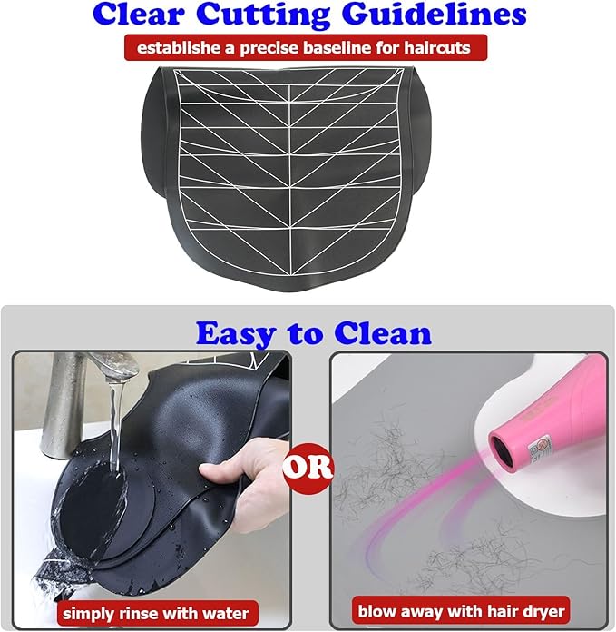 Hair Cutting Guide Cape Hair Cutting Collar for Hairstylists with Guidelines Weighted Hair Cutting Mat Silicone Waterproof Haircut Shoulder Mat (Gray)