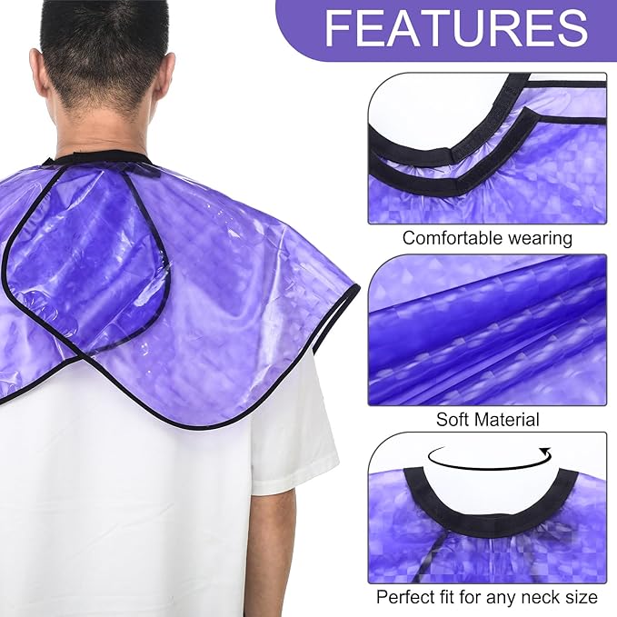 Zhanmai 4 Pcs Hair Color Shampoo Cape for Salons Waterproof Reusable Hair Dye Capes Makeup Salon Apron for Barber(Purple)