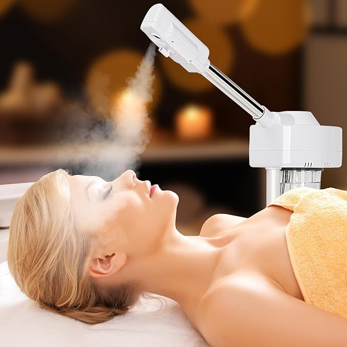 Saicool Professional Facial Steamer - Standing Ozone Facial Steamer on Wheels w Hot Mist for Facial Treatment Personal Care for Spa Salon Home Use