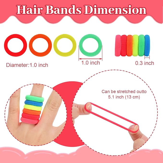 200 Pack Hair Ties BEoffer Baby Toddlers Girls Elastics Hair Bands No Damage Multicolor Colorful Small Rubber Bands Ponytail Pigtails Holders Not Harm to Hair (Fluorescent)