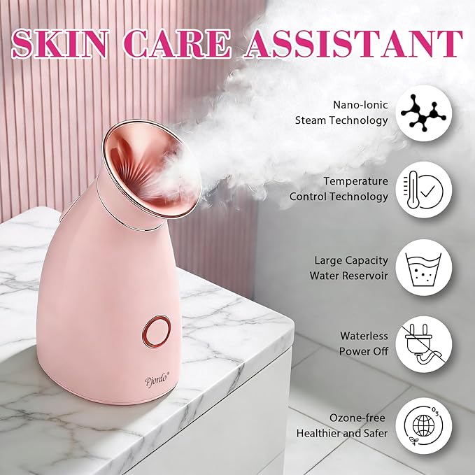 Facial Steamer Spa Kit, 12 Skin Care Tools & 5 Jelly Mask Powder, Nano Ionic Steamer for Facial Deep Cleaning Unclog Pores Sinuses, Warm Mist Humidifier for Home SPA, Self Care Gifts for Women