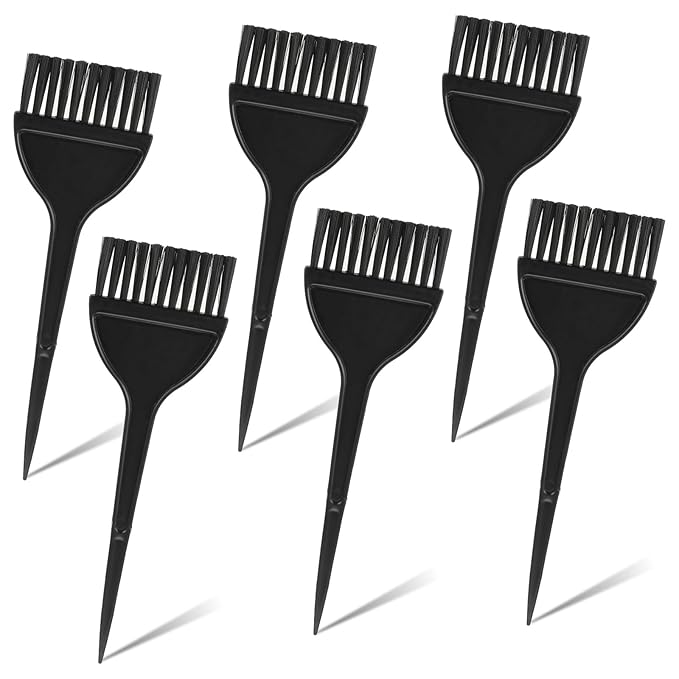 6 PCS Hair Dye Brush, Black Hair Color Brushes Reusable Tint Coloring Dying Brush Kit for Hairstylist Reusable Color-Tint Applicator Women Men Salon and Home DIY Dyeing