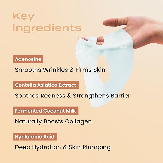 Body Restore Korean Bio-Cellulose Glow Face Mask (5 Pack) – Niacinamide & Vitamin C Sheet Mask for Dark Spots, Uneven Tone – Hydrating Facial Mask Skincare for Glowing Skin – K-Beauty