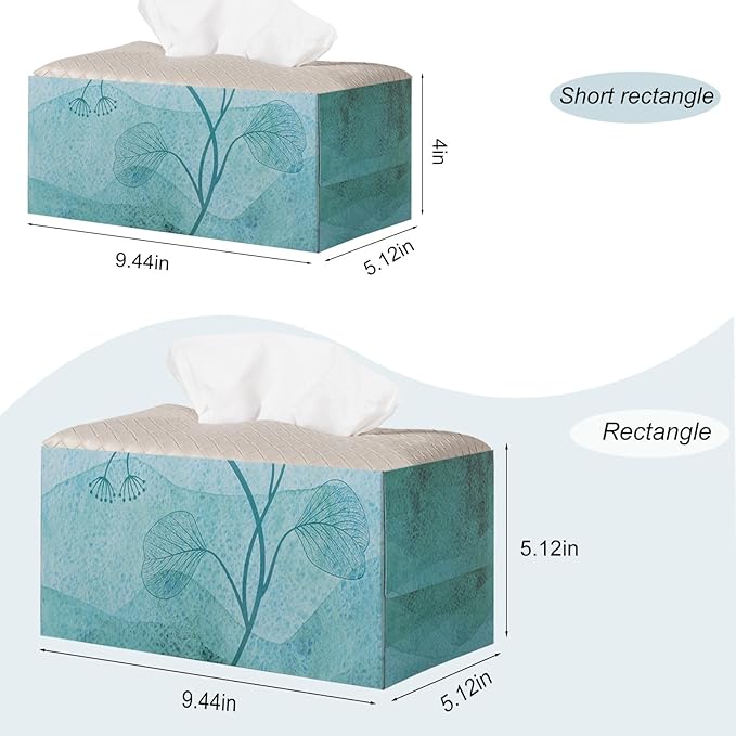 Tissue Box Cover PU Leather Tissue Holder Square Facial Tissue Case Facial Paper Organizer Dispenser for Bathroom, Vanity Countertop, Tabletop, Car, Rectangle, Khaki