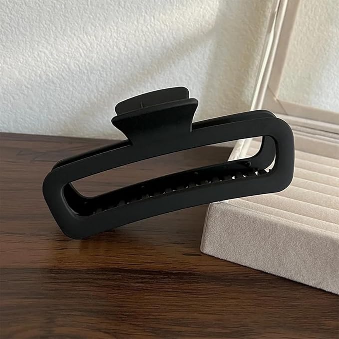 Hair Claw Clips Plastic 5.1 Inch Large Unbreakable Glossy Rectangle Square Strong Hold Jaw Clips Neutral Colors XL for Women Thin Thick Long Curly Hair - 3 Pack
