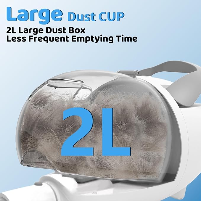 Dog Grooming Vacuum with 2L Dust Cup & 13000Pa Suction, 5-in-1 Low Noise Pet Grooming Kit with Clipper & Steam Brush for Shedding, Dog Vacuum for Dogs and Cats (Grey)