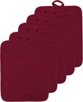 Oven Pot Holder with Pocket Cotton Heat Resistant Coaster Potholder Kitchen Hot Pad Oven Mitts for Cooking Square 7"x9"Set of 5 (Burgundy red, 5)