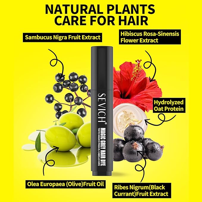 SEVICH Grey Hair Dye Pen, Root Touch Up Stick – Use for Grey Hair Coverage, Natural Plant Extracts, Easy toApply, Waterproof & Sweatproof,Suitable for Both Men and Women(Black)