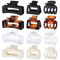 12 Pcs Hair Clips for Women 3 Styles Small Medium Large Claw Clips for Thin Thick Curly Hair, Strong Hold Hair Claw Clips, Stylish Plastic Hair Accessories Ideal Gifts for Women (Transparent)