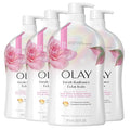 Olay Body Wash for Women, Fresh Radiance, Refreshing & Renewing, Made with Plant Based Cleansers, B3 Botanical Complex, For All Skin Types, Rose Water & Sweet Nectar Scent, 33 fl oz (Pack of 4)