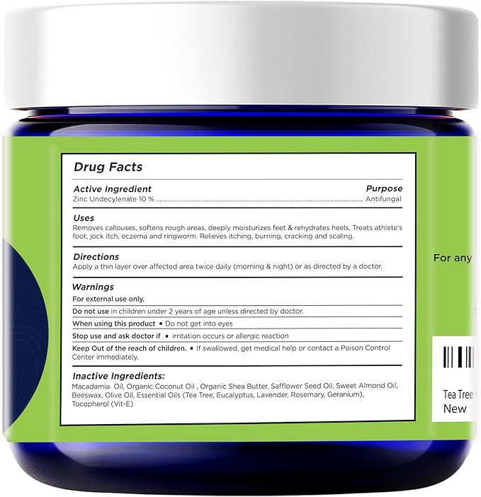Antifungal Cream - For Itchy Feet and Skin Fungus Relief - Extra Strength Treatment for Athlete’s Foot, Ringworm, and Jock Itch. Moisturizer for Dry Cracked Feet infused with Tea Tree Oil Made in USA