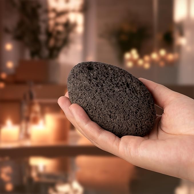 Natural Pumice Stone Set - Lava Foot Scrubber File, Round and Oval Shapes for Effective Exfoliation - Ideal for Cracked Heels, Callus Remover, and Dead Skin Removal - Brown Gray, 2-Pack