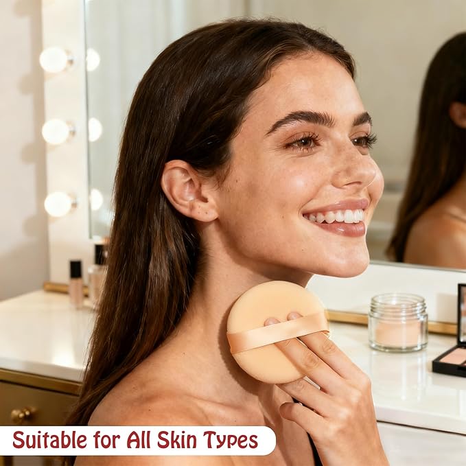Body Powder Puff Extra Soft Large 3.95" Dusting Powder Puff for Women Bath and Face Makeup Setting Powder Applicator - Perfect for Talcum or Loose Powder, Big Beauty Sponge