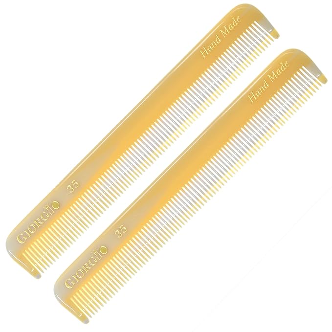 Giorgio G35 Handmade Fine Tooth Comb for Men, Mustache and Beard Comb for Everyday Grooming or Styling Hair, Saw Cut and Hand Polished (4.6")