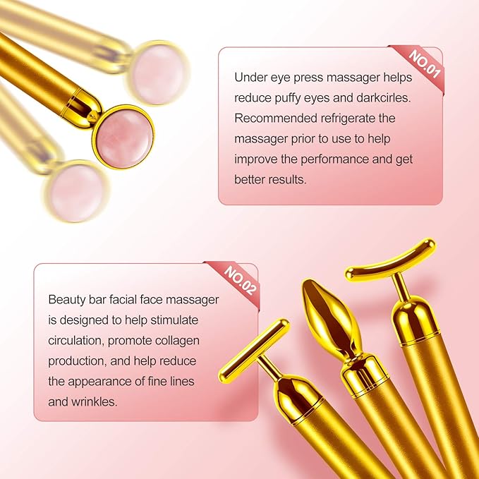 DANGSHAN 4-in-1 Face Massager Roller 24k Golden Face Roller, Arm Eye Nose Massage for Face Facial Massager Skin Care Tools