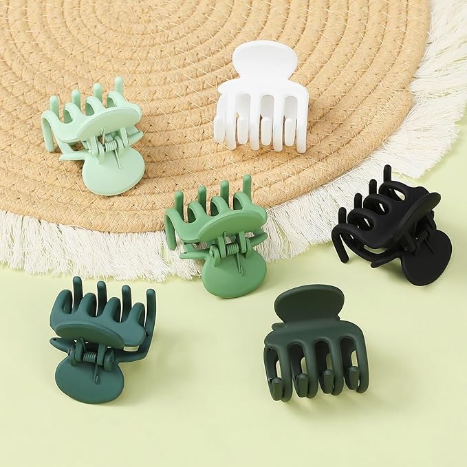 6 Pcs Hair Clips Small Claw Clips for Thin Hair Medium Matte Non-slip Hair Accessories for Women and Girls (Green)