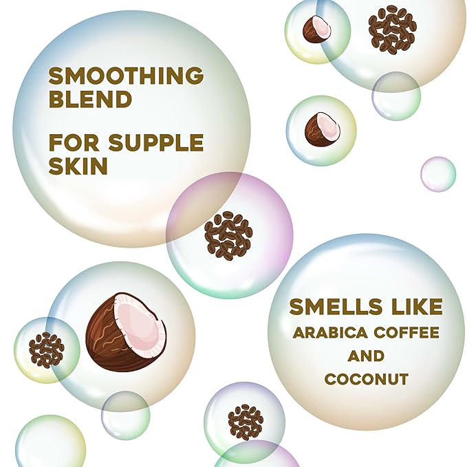OGX Smoothing + Coconut Coffee Exfoliating Body Scrub with Arabica Coffee & Coconut Oil, Moisturizing Body Wash for Dry Skin, Paraben-Free with Sulfate-Free Surfactants, 19.5 Fl Oz (Pack of 2)