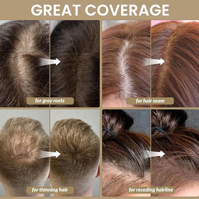 VOLLUCK Root Touch up Powder, Instant Hairline Powder for Thinning Areas and Gray Hair Coverage, Natural and Non-greasy Root Cover up for Women and Men (Light Coffee, 0.14 Ounce)
