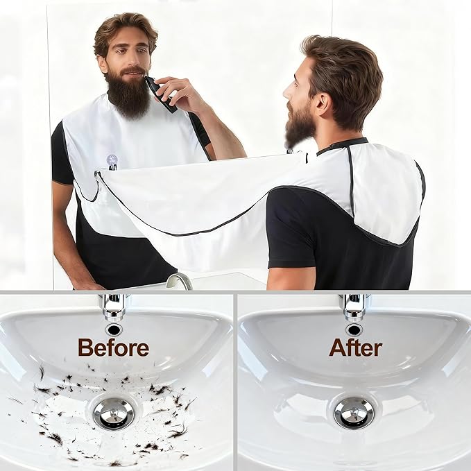 Valentine’s Day Gifts for Him 2 Pack Beard Bib Apron for Men, Hair Catcher for Shaving & Trimming, Easy Clean Beard Cape with Suction Cups, Practical Grooming Gift for Husband, Dad, Boyfriend