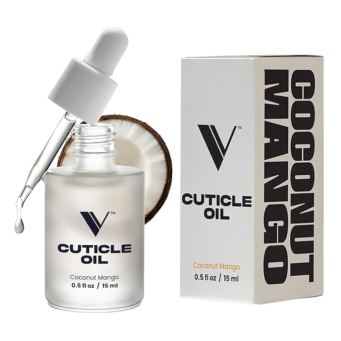 V Beauty Pure Cuticle Oil for Nails - Natural Nail and Cuticle Oil, Softens, Moisturizer, and Conditions, Products for Manicure and Pedicure, Non-Greasy, Promotes Flexibility, Coconut Mango - 15ml