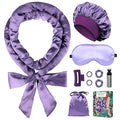 Satin Heatless Curls Overnight Hair Curlers to Sleep In Hair Curler Rollers No Heat Hair Wrap for Curls Headband, 70" Satin Heatless Curling Set for Women Long Waves Hair Volume -Purple 10 PCS