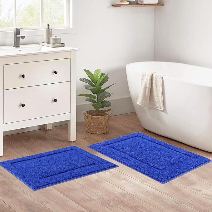 SHACOS Super Soft Bathroom Rugs Set of 2 Pieces 20x32 inch Microfiber Bath Mat Non Slip Plush Bath Rug Absorbent Bathroom Carpet Machine Wash Dry, Royal Blue