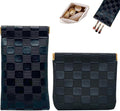 2PCS Small Makeup Bag for Purse, Mini Leather Pocket Cosmetic Bag for Women, Waterproof Portable Makeup Pouch No Zipper Coin Purse Lipstick Bag Accessories, Checkered Travel Storage Bag (Black)