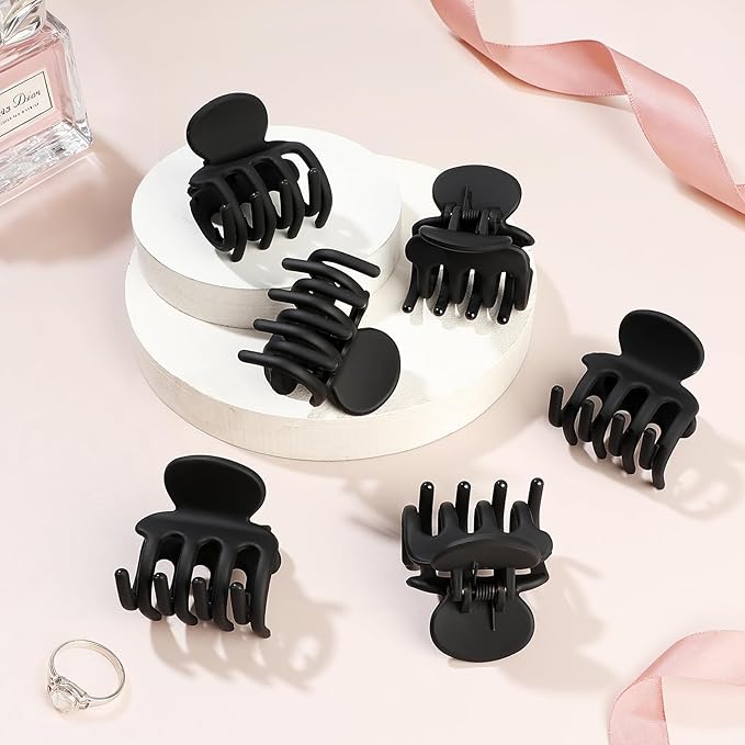 6 Pcs Hair Clips Small Claw Clips for Thin Hair Medium Matte Non-slip Hair Accessories for Women and Girls (Black)