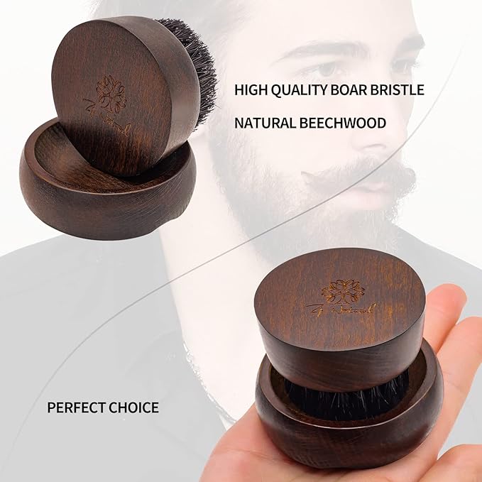 Beard Brush for Men - 100% Boar Bristle Beard Brush, Comes with Solid Wood Base - Mastering The Beards of Men All Over The World