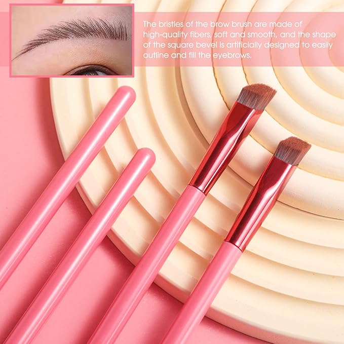 2PCS Multi-function Eyebrow Brush Make Hair Like Strokes at All, Eye Brow Concealer Contour Brush, Professional Square Angled Eyebrow Brush for Eye Brow Makeup