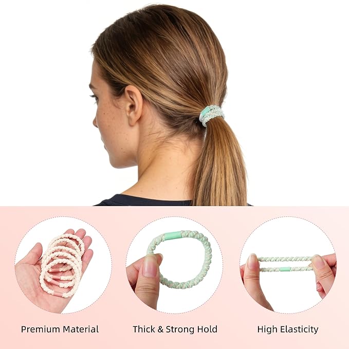 30 PCS Elastics Thread Hair Ties for Women, Adjustable No Damage Ponytail Holders for Women Girls, 4MM Rubber Bands for Hair, 6 Colors