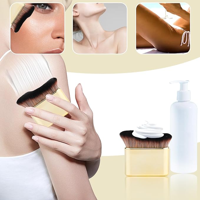 Self Tanning Brush, Self Tanner Applicator Blend Brush for Beauty Tan Bronzer, Foundation Makeup Spray Tan Blending Body Brushes for Face Leg(Gold)