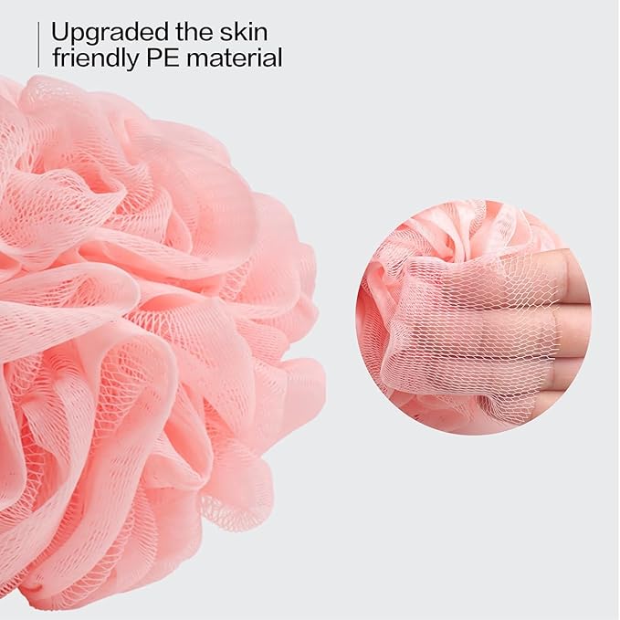 Fishent Loofah Bath Sponge, 4 Pack 70g Shower Loofahs Soft Mesh Pouf Shower Puffs Loofa Exfoliating Body Scrubber Ball for Men and Women