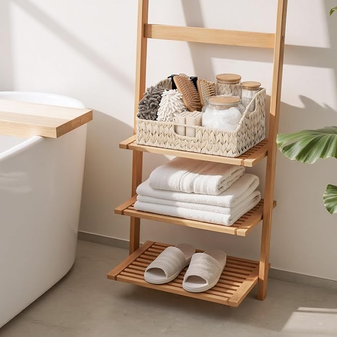 GRANNY SAYS Wicker Storage Baskets for Shelves, Large Wicker Basket with Handles, Trapezoid Woven Baskets for Storage, Decorative Basket for Home Decor, Butter Milk