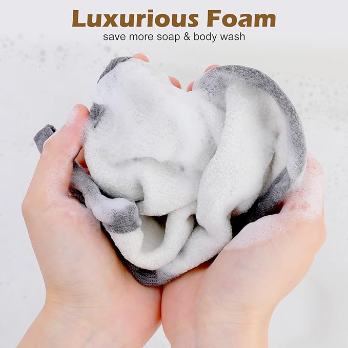 3Pcs Exfoliating Washcloths for Face 8x8 Inch Bamboo Charcoal Premium Face Body Wash Cloths with Softness Scrubbing Two Sides Exfoliating Towel for Women Men(Grey)