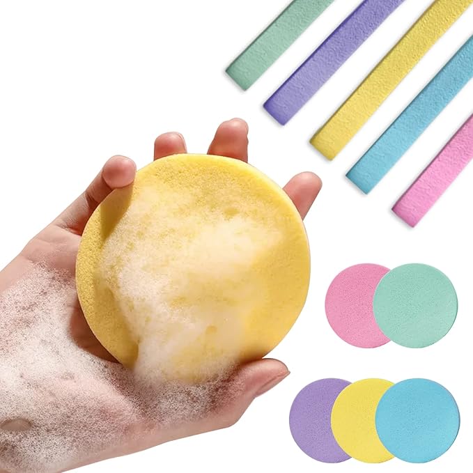 120Pcs Compressed Facial Sponges Face Cleansing Sponge exfoliating sponge for Face Cleansing,Massage, Mask, Makeup Removal (Mix-color)