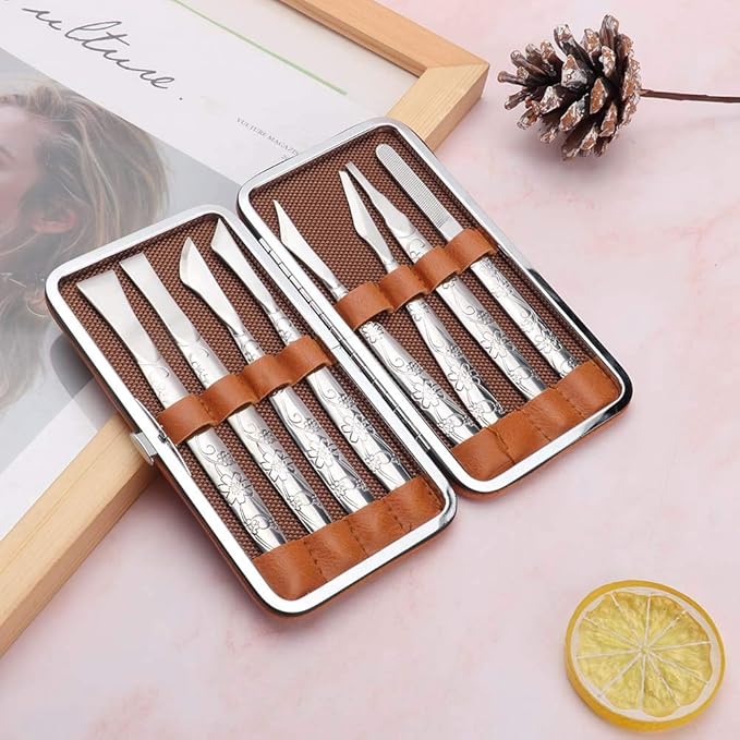 Watris Veiyi 8PCS Foot Shaver Pedicure Tool, Pedicure Knives Set, Stainless Steel Dead Skin Removal Kit, Foot File Callus Nail for Women Men Care Feet