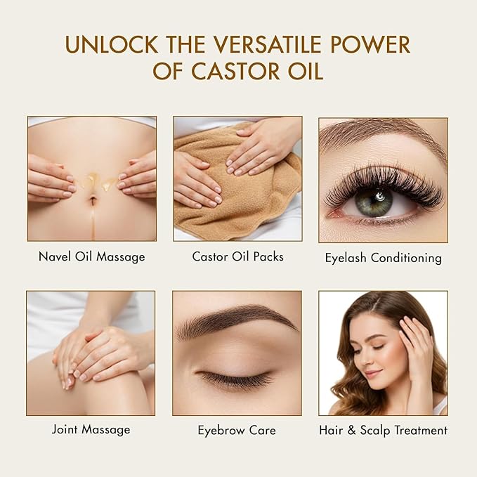 Majestic Pure USDA Organic Castor Oil 8 Fl Oz - 100% Pure and Natural- Cold Pressed & Hexane Free Natural Hair Growth Oil for Eyelashes, Eyebrows, Skin, Body, Face, Nails & Scalp