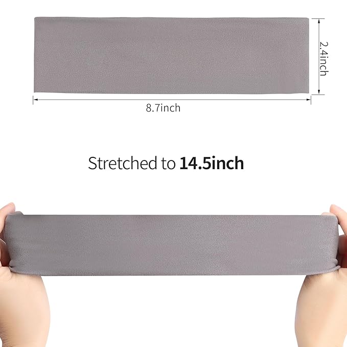 8 Pack Sport Headbands for Women, Elastic Soft Fabric Non-Slip Hair Bands Hair Warp for Daily Workout Yoga Running Sports, Combo 11