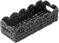 Black Toilet Basket,Scalloped Wicker Basket for Toilet Paper Storage,Small Slim Storage Baskets for Shelf,Bedroom,Living Room,Rectangle