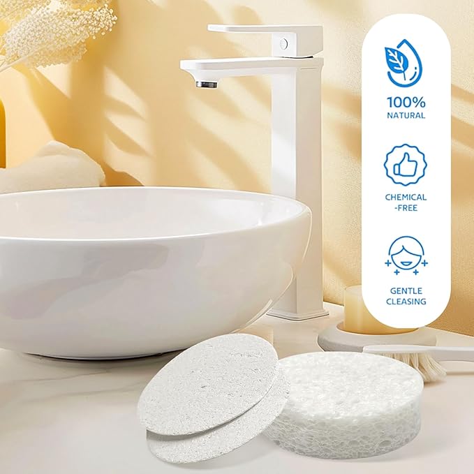 30 Count Compressed Facial Sponges Mini Soft Cellulose Pads for Facial Cleansing Exfoliating Makeup Removal and Face Masks Ideal for Home and Travel