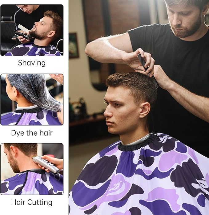 Professional Hair Cutting Cape Waterproof Barber Cape for Men Polyester Hair Styling Cape with Elastic Neckline