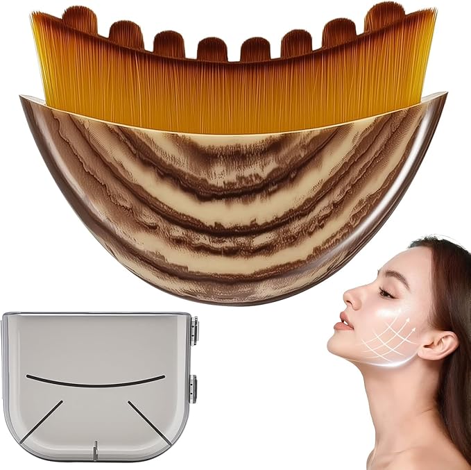 Lymphatic Contour Face Brush,Dry Lymphatic Contour Face Brush Soft Set,Lymphatic Drainage Massager for Face,Chin & Neck Relaxation,PortableBeauty Tool with Travel Case.（1PCS）