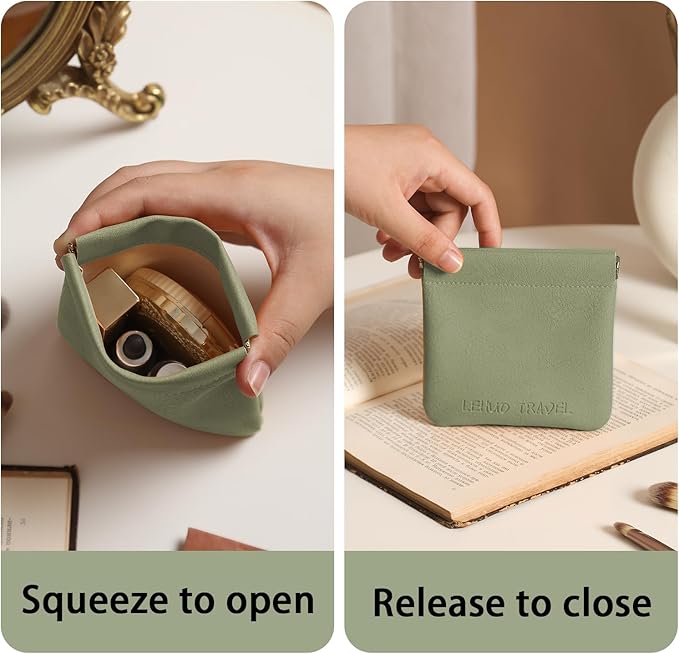 RIGHT AWAY 3 PCS Small Makeup Bag for Purse,Mini Cosmetic Organizer Make Up Bag for Women,Squeeze Coin Purse Pouch,Portable Tiny Makeup Pouches for Cosmetic Accessories,Lipstick, Jewelry, Card, Coins