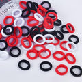 200PCS Mini Hair Ties for Toddler Girls, Kids Hair Ties Bands No Pull, Soft Baby Ponytail Holders Elastics No Damage, 1 Inch in Diameter, Red and Black, by BAOLI