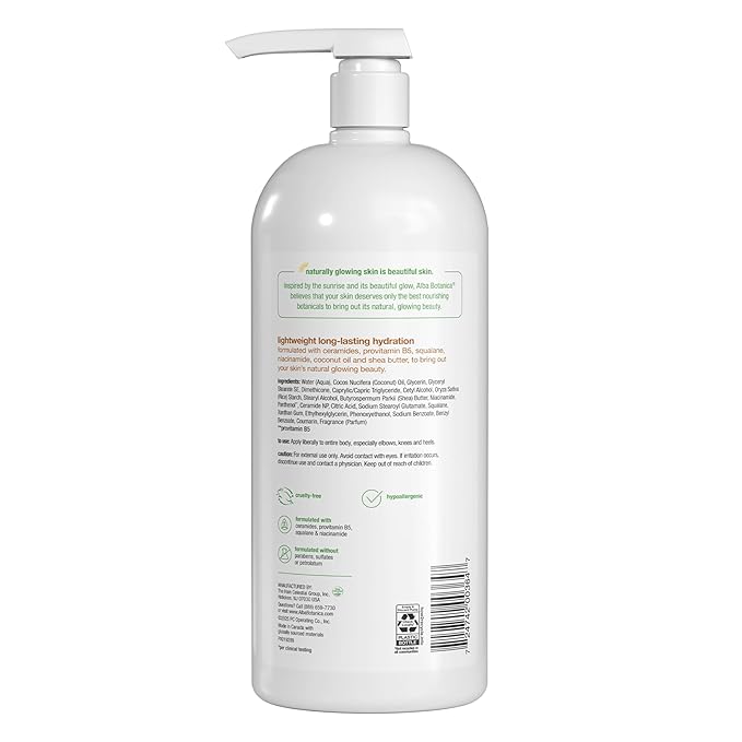 Alba Botanica Daily Moisturizing Lotion, Dry to Very Dry Skin, with Shea Butter and Coconut Oil, 32 Oz (Packaging May Vary)